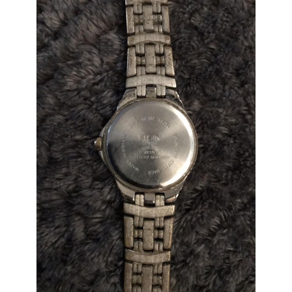 Elgin Steel Watch Women Ladies Silver Gold Two Tone Date Needs Battery Untested - Picture 4 of 7